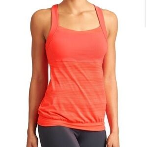 Athleta Punch & Crunch Coral Workout Tank Top Size Small